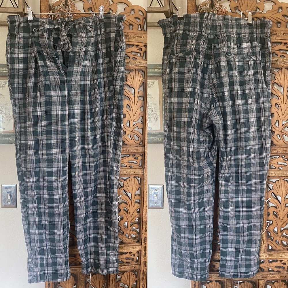 Free People plaid paper bag pant with drawstring